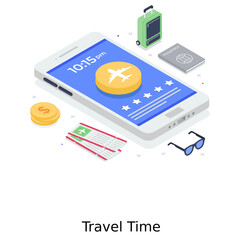 
Travel time vector style, online travel

