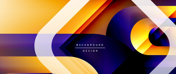 Vector geometric abstract background with lines and modern forms. Fluid gradient with abstract round shapes and shadow and light effects