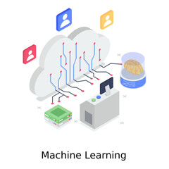 
Machine learning vector, artificial intelligence concept 
