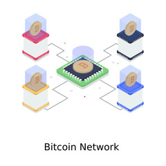 
A design of bitcoin network in isometric style 
