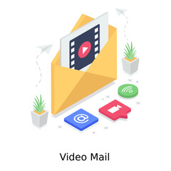 
Video mail illustration design, received message
