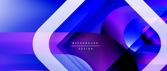 Vector geometric abstract background with lines and modern forms. Fluid gradient with abstract round shapes and shadow and light effects