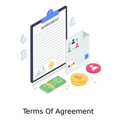 
Terms of agreement illustration, editable vector of business document 
