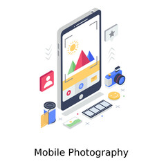 
A mobile photography vector design, mobile camera
