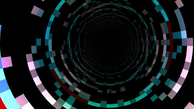 Moving Into a Retro Lowfi 8-Bit 8bit Background Ring Loop Circle Pipe