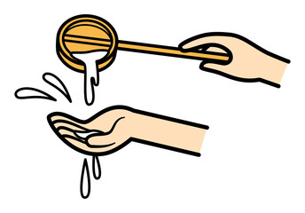 illustration of how to wash hands at shrine