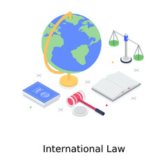 
International law illustration design, isometric vector style 
