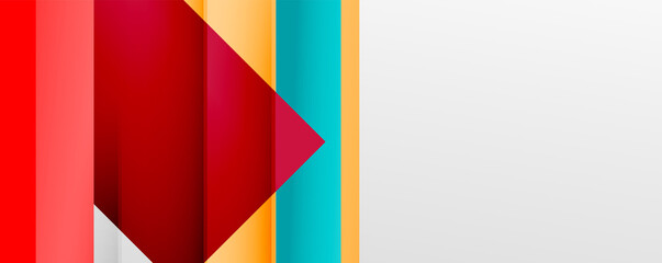 Geometric abstract backgrounds with shadow lines, modern forms, rectangles, squares and fluid gradients. Bright colorful stripes cool backdrops