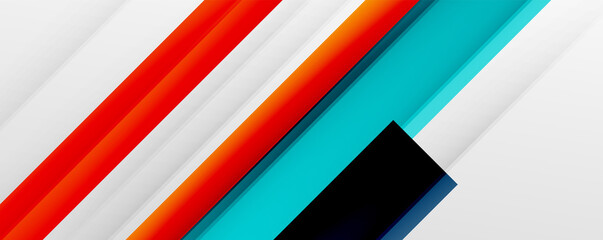 Geometric abstract backgrounds with shadow lines, modern forms, rectangles, squares and fluid gradients. Bright colorful stripes cool backdrops
