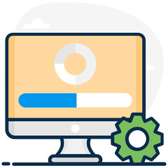 
A trendy vector of installation failed, gear with software 
