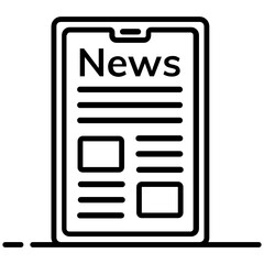 
Mobile news app icon in modern flat style, smartphone media app 
