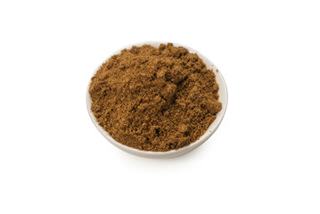 Mix spices in a bowl isolated on white.