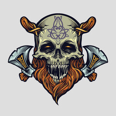 Skull Viking Warrior with Axe for your logo and merchandise clothing, sticker and poster publications