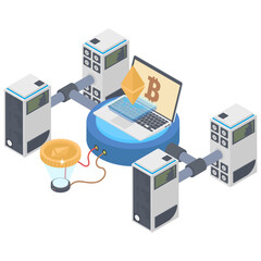 
Digital currency isometric illustration design
