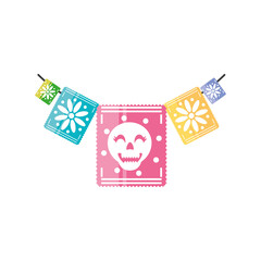 mexican skull banner pennant detailed style icon vector design