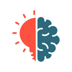 Human brain with light bulb colored icon. Creative idea, brainstorm, thinking symbol