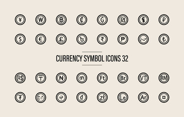 通貨記号32種類　アイコン素材