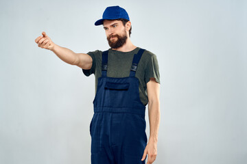 Worker man with box delivery packing work service