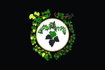 A wreath of grapes and leaves