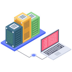 
Isometric icon of cloud data center 
