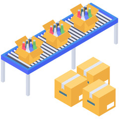 
Icon of package filling in isometric design.
