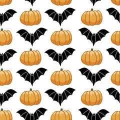 Bats and pumpkins seamless pattern