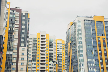 Fototapeta na wymiar Multi-storey high residential buildings, dense urban development.