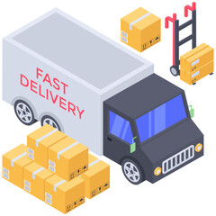 Quick delivery services isometric design