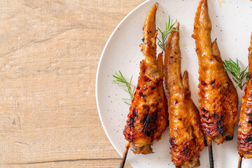 grilled chicken wings skewer