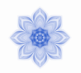 Abstract fractal blue flower isolated on white background