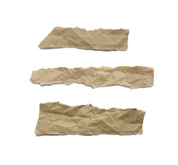 Collection of Recycled paper,crumpled paper,unfolded piece paper on white background