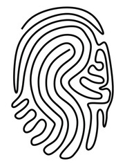 Continuous one line drawing of a fingerprint illustration vector