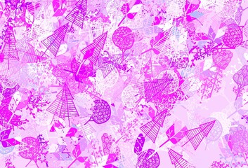 Light Pink vector abstract background with trees, branches.