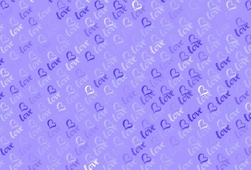 Light Purple vector template with doodle hearts.