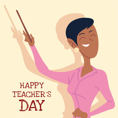 happy teachers day card with woman