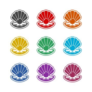 Open shell with pearl icon, color set