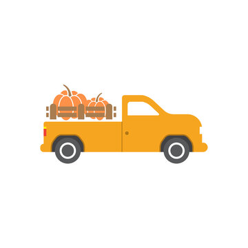 recommend clip art: Pumpkin truck design template vector isolated illustration