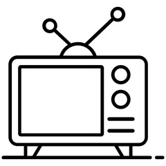 
Broadcast media icon, editable flat vector of retro television
