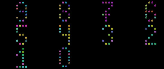 Render with a set of numbers from gift boxes on black