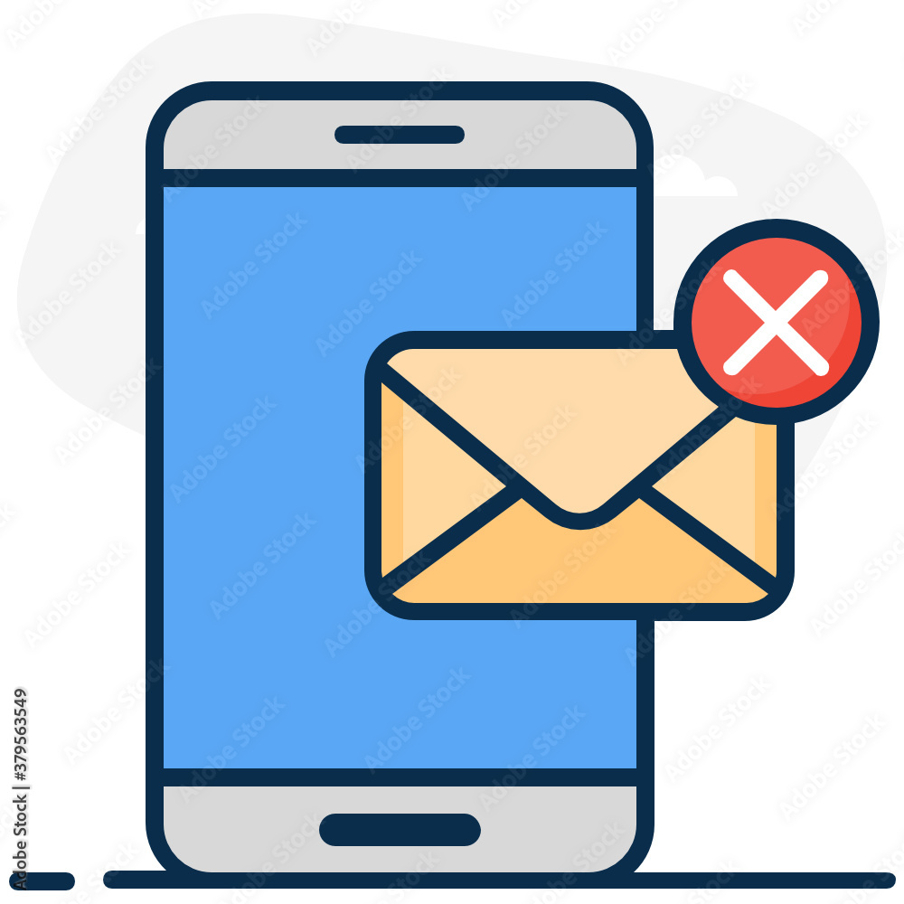 Wall mural message send failure, cross on envelope in flat style