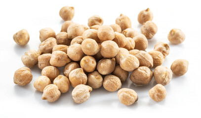 Large chickpea or garbanzo beans isolated on white background.