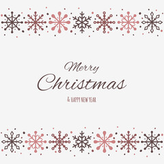 Christmas greeting card with festive snowflakes. Xmas background with beautiful calligraphy. Vector