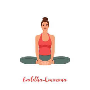 Art & IllustrationWomen silhouette. Bound Angle yoga pose. Baddha Konasana. Vector illustration
