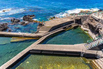 Beautiful natural pools of La Fajana on the northeast coast on the island of La Palma, Canary Islands. Spain
