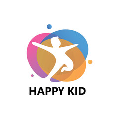 Happy Kid Logo Template Design Vector
