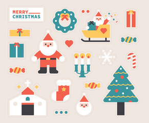 Fototapeta na wymiar Christmas icons. flat design style minimal vector illustration.