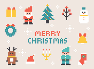 Christmas pixel icon design. flat design style minimal vector illustration.