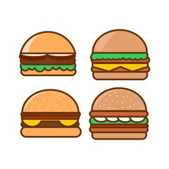 cartoon illustration of very delicious fast food burger