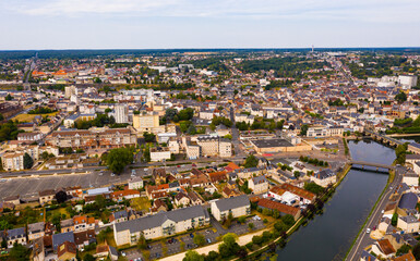 Fototapeta na wymiar Aerial view of Vierzon town in Cher department, central France