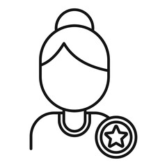 Woman reputation icon. Outline woman reputation vector icon for web design isolated on white background